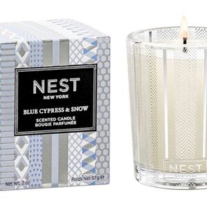 NEST NEW YORK FESTIVE Blue Cypress & Snow Votive Candle - New in Box